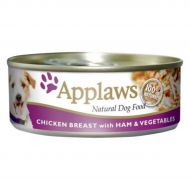 APPLAWS, Pui, Șuncă și Legume, conservă hrană umedă câini, (în supă) - 156g
