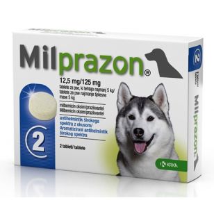 MILPRAZON CAINE 12.5MG/125MG (5-25 KG) X 2 TABLETE