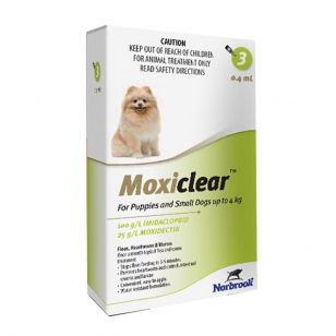 Moxiclear Dog S 0.4 ml (0-4 KG) x 3 PIPETE (verde)