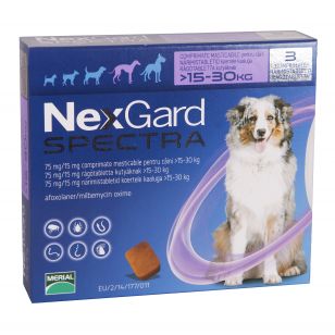 NEXGARD Spectra Dog Caine L (15-30kg) 75mg - 3 Comprimate