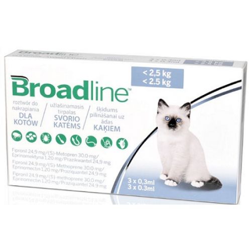 spade Annual Blueprint BROADLINE CAT 0.3 ML - Solutie Antiparazitara Spot-On Pentru Pisici (<2,5  Kg) - 1 Cutie - 3