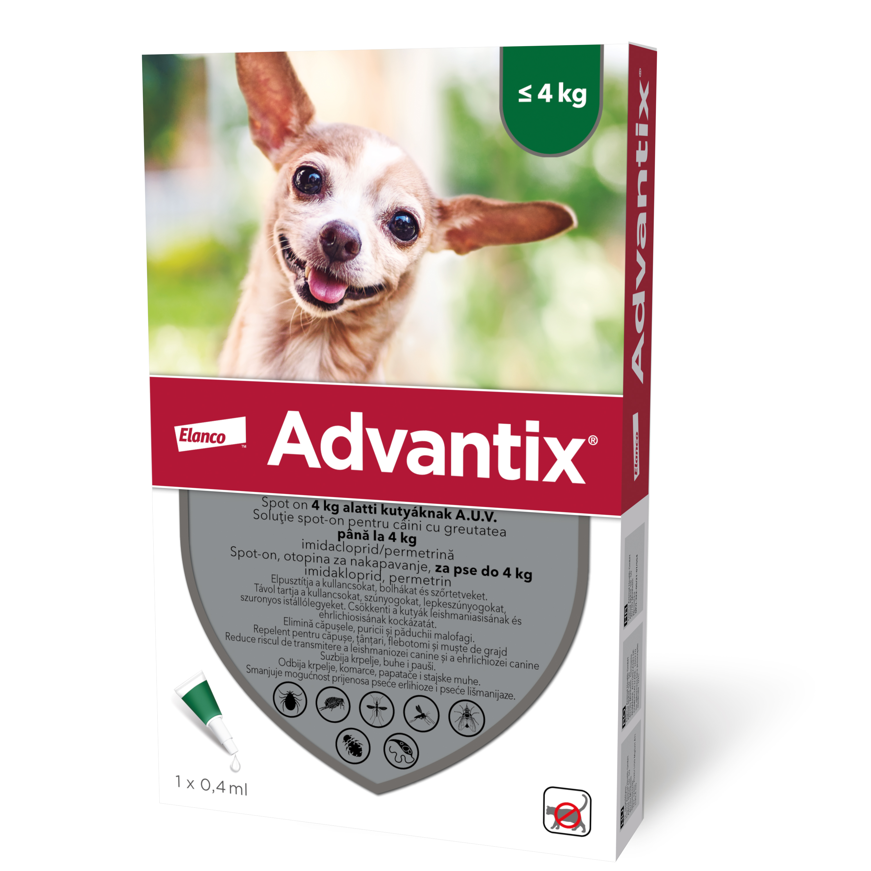 Advantix 40 - Pipeta Antiparazitara Caini (<4 kg) - 1 Pipeta