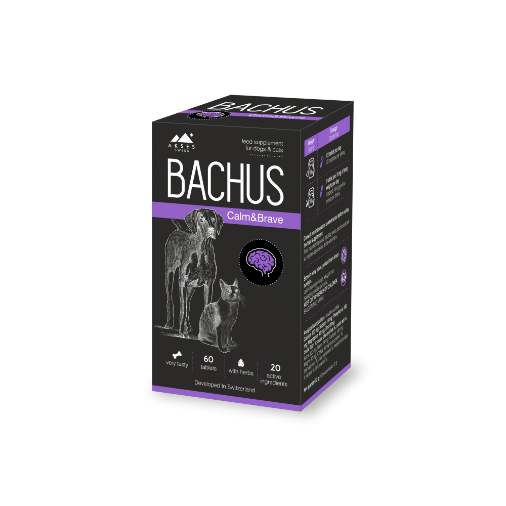 BACHUS Calm &amp; Brave - Suplimente nutritive pentru Caini si Pisici - 60 tablete