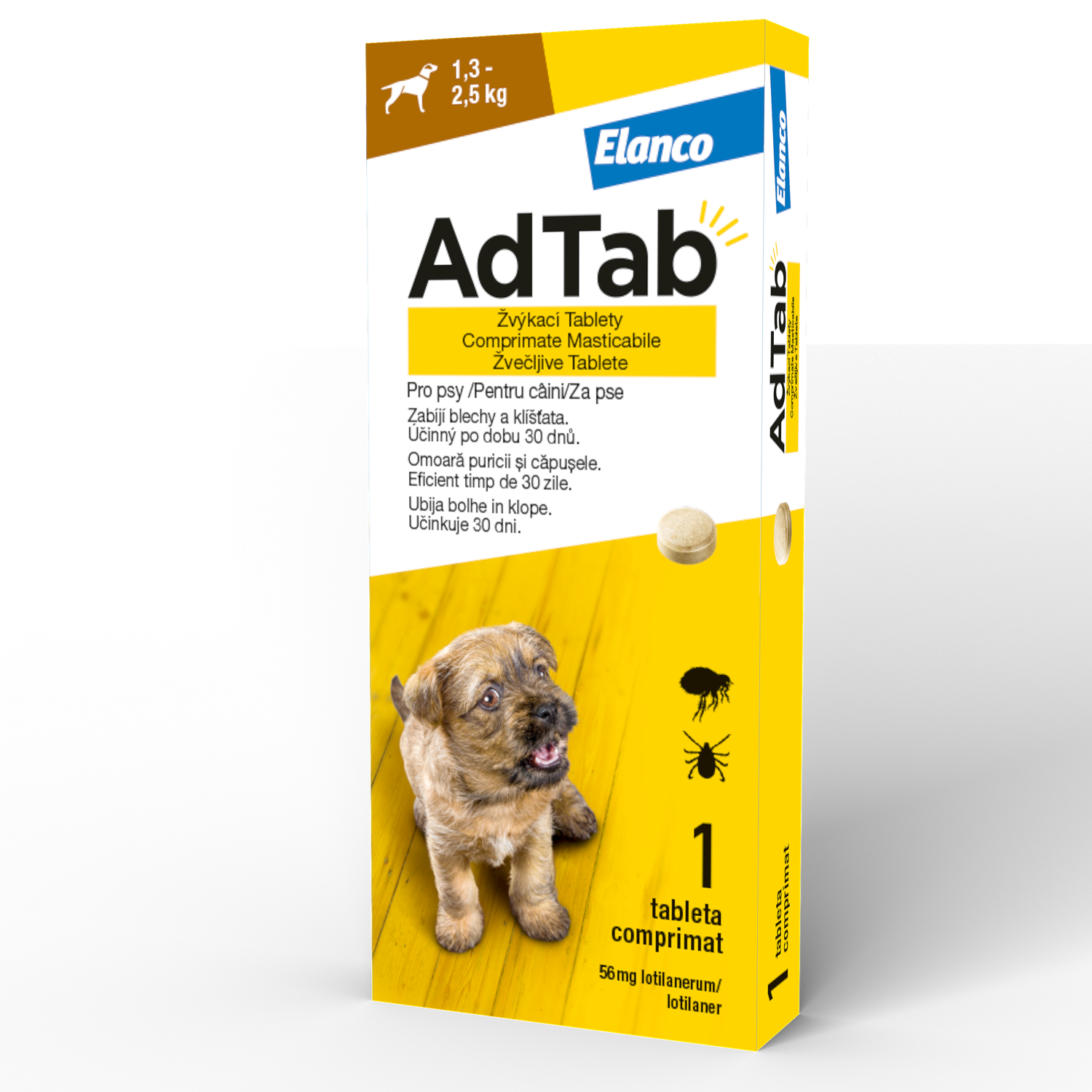 ADTAB 56 MG - 1 COMPRIMAT MASTICABILE PENTRU CÂINI (1.3 KG - 2.5 KG)