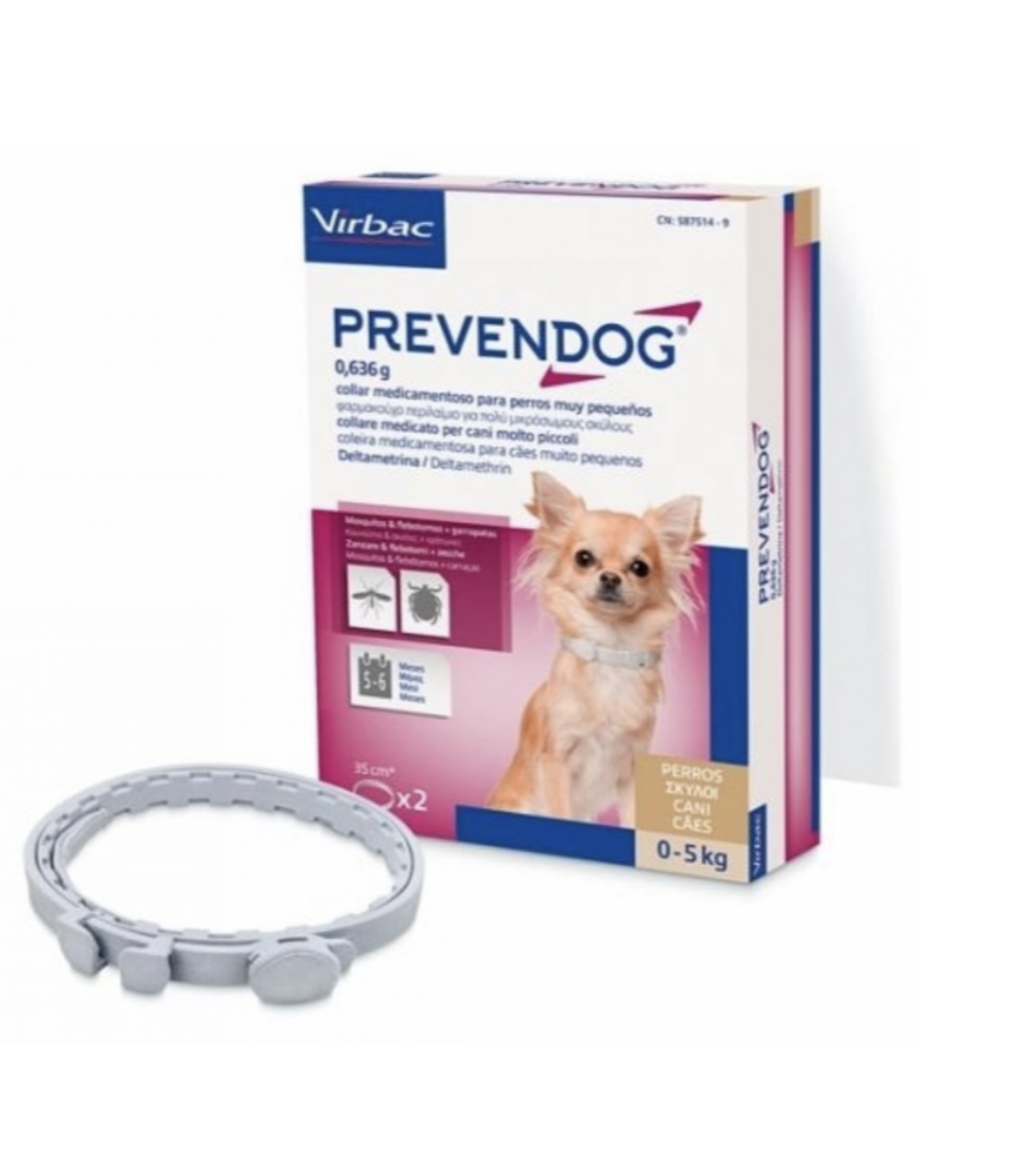 PREVENDOG S - ZGARDA ANTIPARAZITARA 0-5 KG (35 CM) - 2 BUCATI