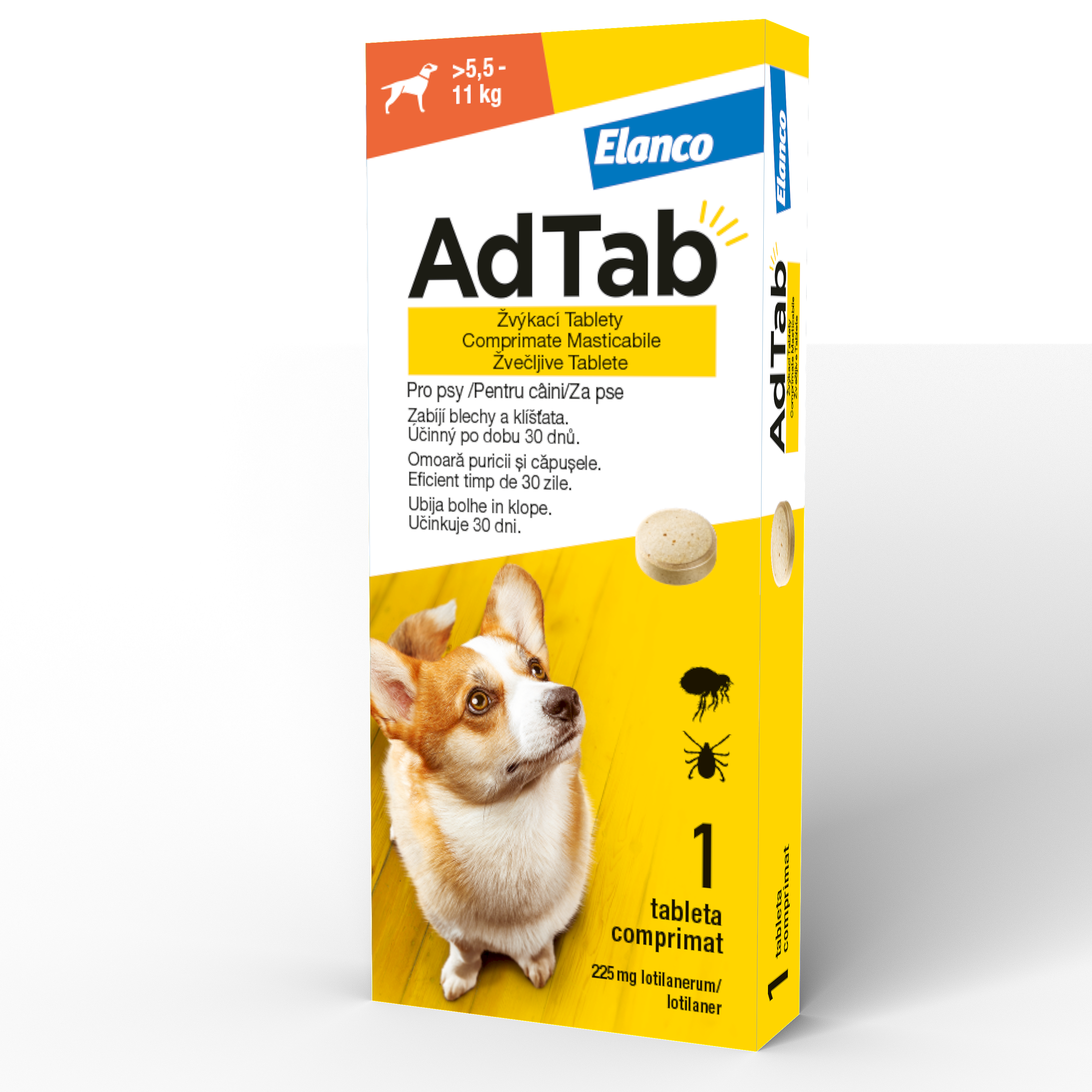 ADTAB 225 MG - 1 COMPRIMAT MASTICABIL PENTRU CÂINI (5.5 KG - 11 KG)