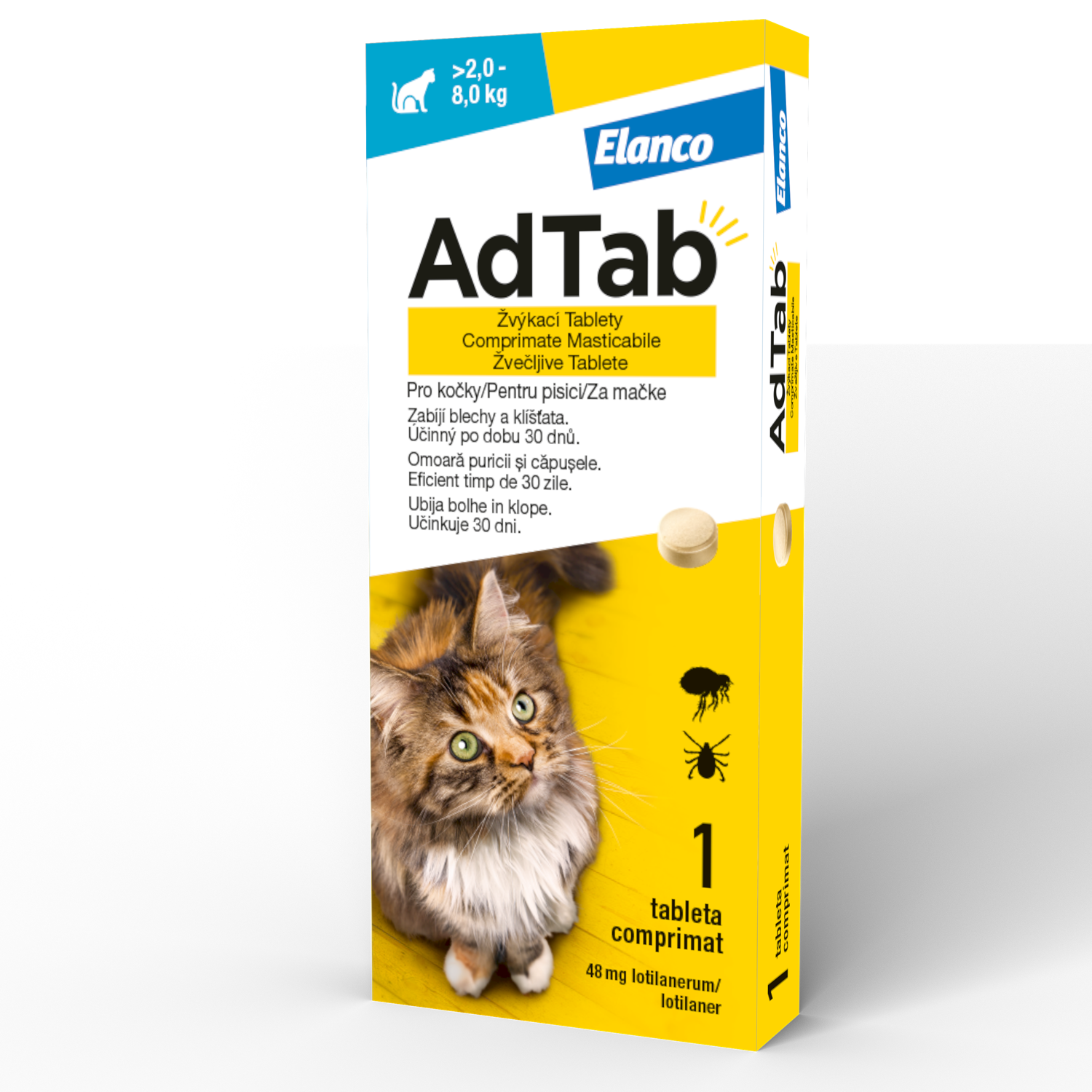 ADTAB 48 MG - 1 COMPRIMAT MASTICABIL PENTRU PISICI (2 KG - 8 KG)