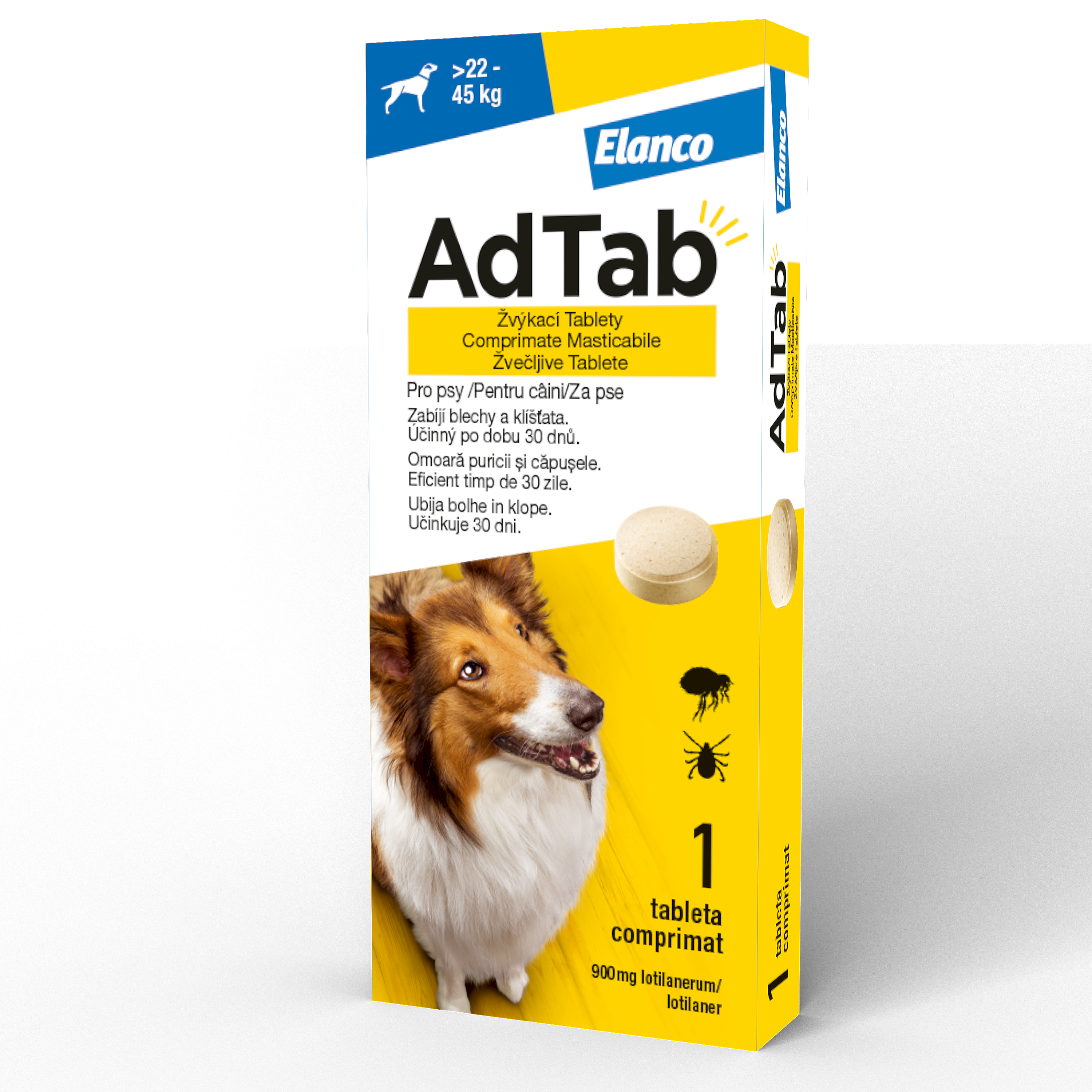 ADTAB 900 MG - 1 COMPRIMAT MASTICABIL PENTRU CAINI (22 KG - 45 KG)