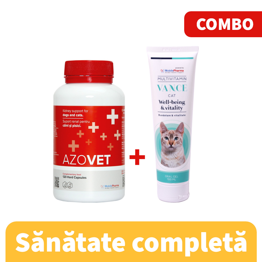 AZOVET - 120 CAPSULE + VANCE MULTIVITAMIN PISICI - GEL ORAL 100 ML