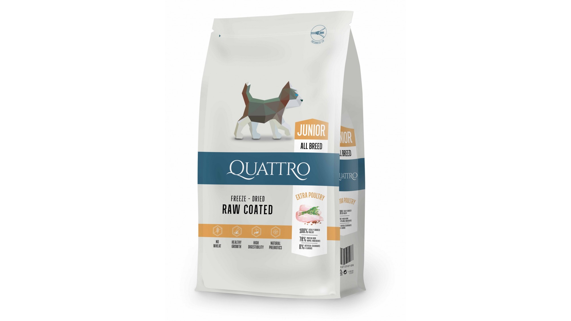 Hrana uscata, QUATTRO Premium All Breed Junior, carne de pui - 7 kg