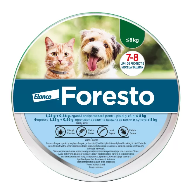 Foresto Zgarda Antiparazitara Caini Mici si Pisici - S (sub 8 Kg)