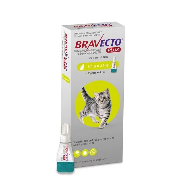 BRAVECTO PLUS SPOT ON CAT 112.5 MG (1.2 - 2.8 KG) -  1 PIPETA