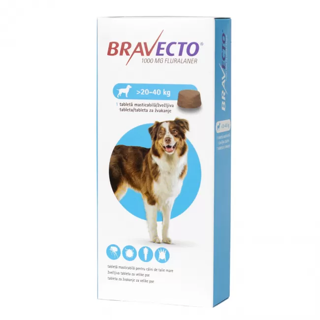 Bravecto 1000 mg (20 - 40 Kg) - 1 Comprimat Masticabil