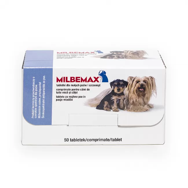 MILBEMAX PUPPY DOG CAINE - TALIE MICA 2.5 / 25 MG (&lt; 5 KG) - 50 TABLETE