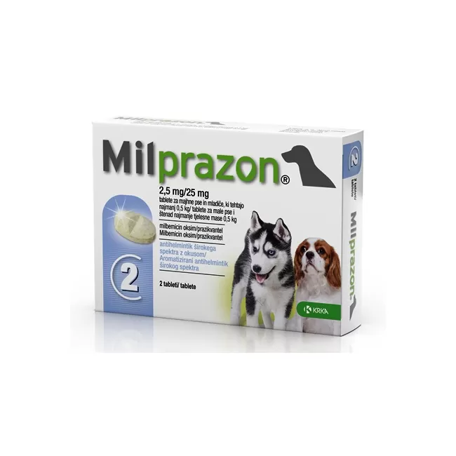 MILPRAZON CAINE 2.5MG/25MG (&lt;5KG) X 2 TABLETE