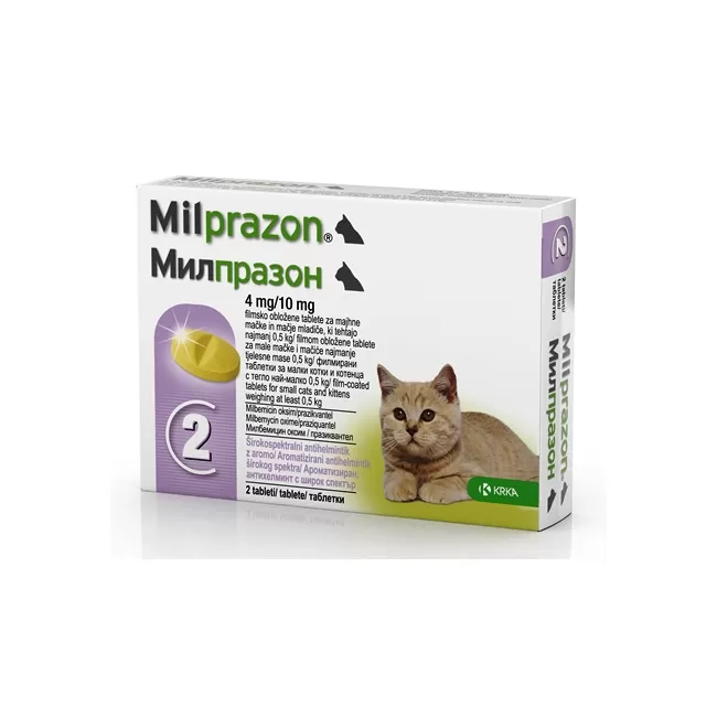 MILPRAZON PISICA 4MG/10MG (&lt;2 KG) X 2 TABLETE
