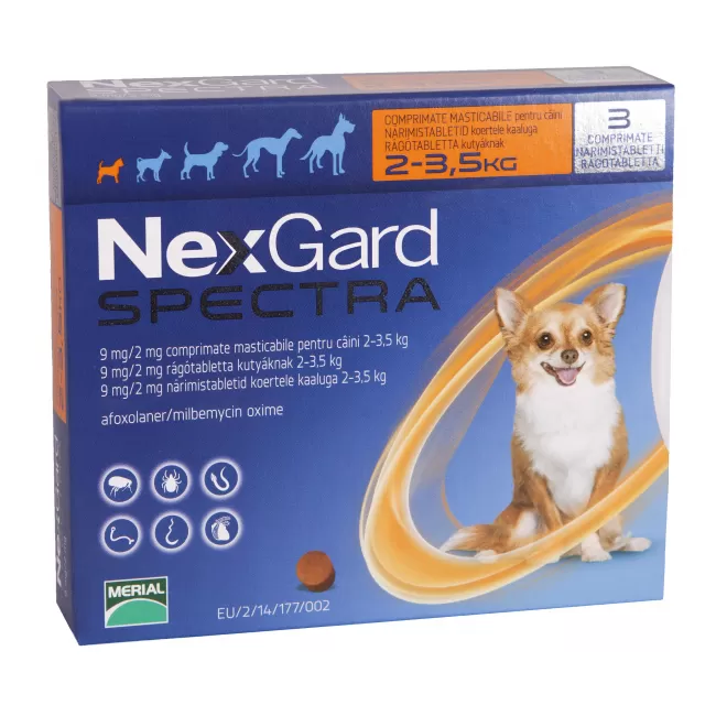 NEXGARD Spectra Dog Caine XS (2-3.5 Kg) - 3 Comprimate
