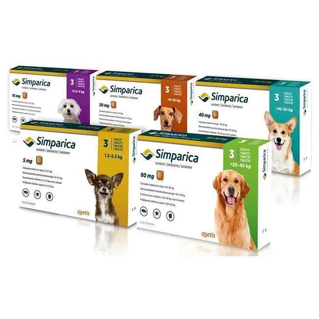 SIMPARICA 80 MG (20-40 KG) - 3 TABLETE