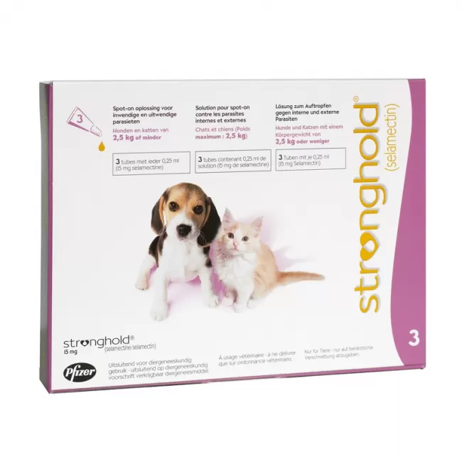 STRONGHOLD CAINE SI PISICA 15MG (&lt;2,5 KG) - 3 PIPETE