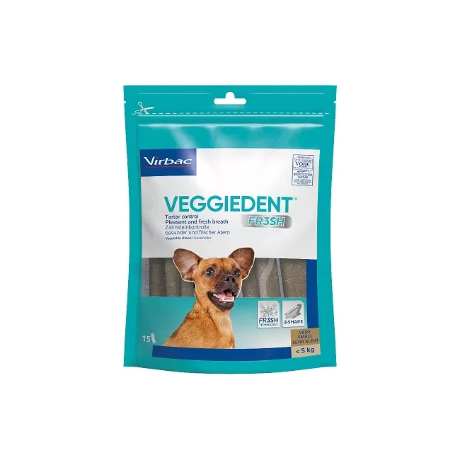 VEGGIEDENT DETAL CHEW FR3SH VERY SMALL DOG XS (&lt; 5KG) - 15 BUCATI