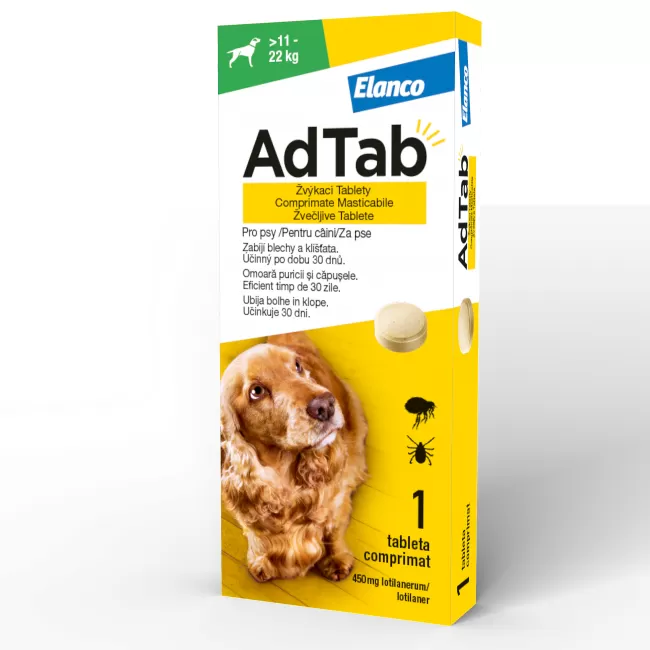 ADTAB 450 MG - 1 COMPRIMAT MASTICABIL PENTRU CÂINI (11 KG - 22 KG)