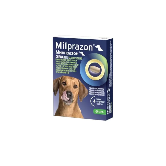 Milprazon 12,5mg/125mg - Caine Chew - 4 Tablete
