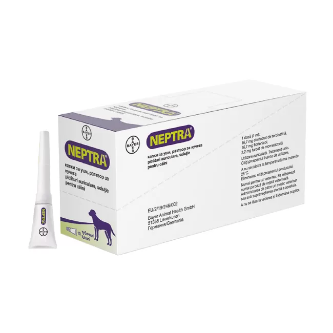 NEPTRA - PICATURI AURICULARE PENTRU CAINI 1 ML x 10 PIPETE