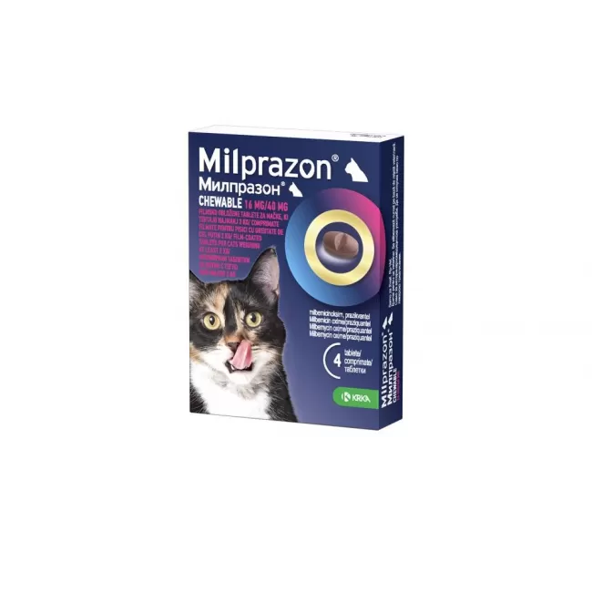 Milprazon 16/40mg - Pisica Chew - 4 Tablete
