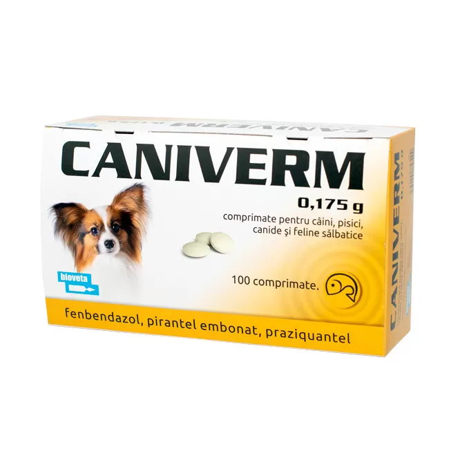 CANIVERM PALATABIL 0.175 G - 10 TABLETE (PISICI SI CAINI DE TALIE MICA)