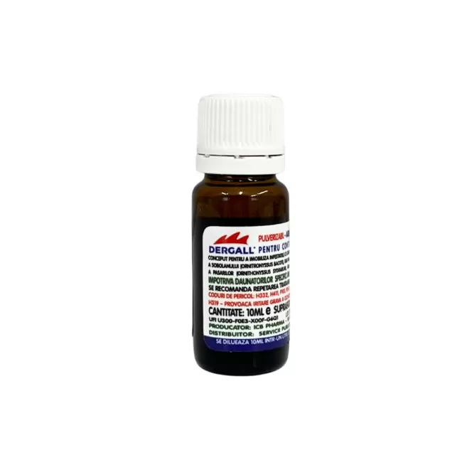 DERGALL - 10 ml - Solutie pentru deparazitarea externa a gainilor si adaposturilor