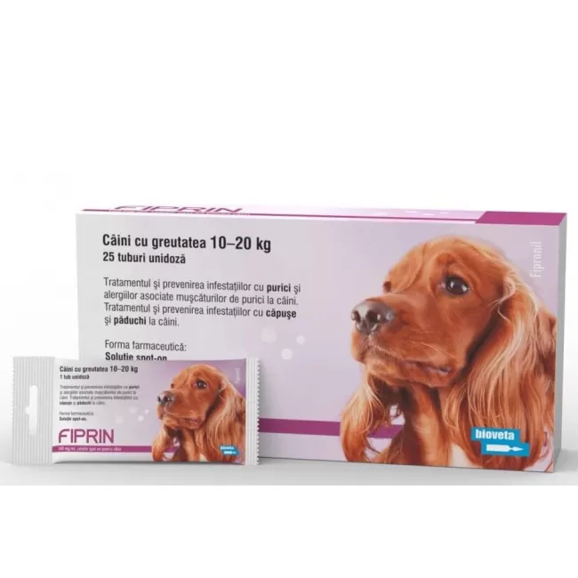 Solutie antiparazitara, Fiprin Spot Dog M, 3 x 1,34 ml
